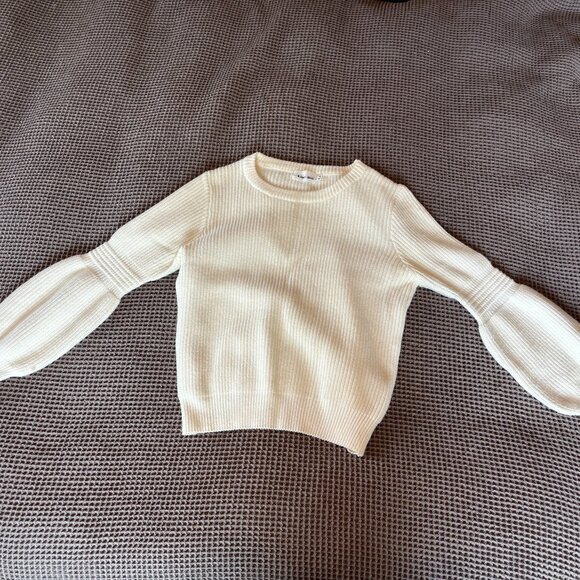 Line & Dot Ivory Puff Sleeve Sweater [M] - Picture 5 of 6
